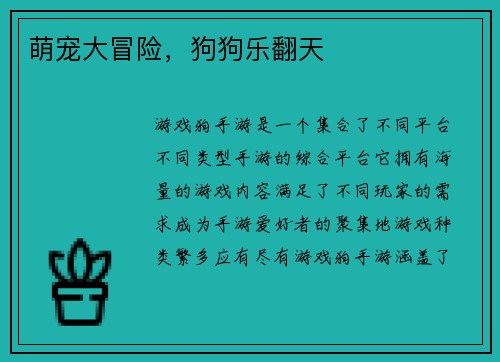 萌宠大冒险，狗狗乐翻天